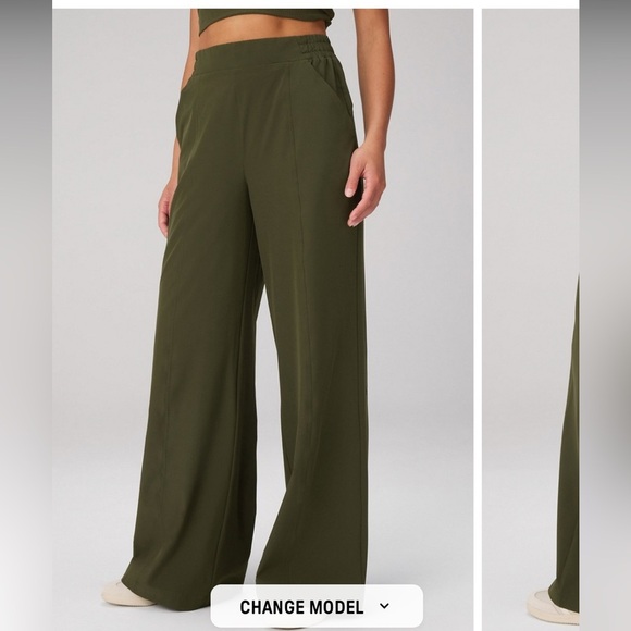 Fabletics downtown wide leg pants olive green - Picture 2 of 6